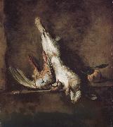 Jean Baptiste Simeon Chardin Orange red partridge and rabbit France oil painting artist